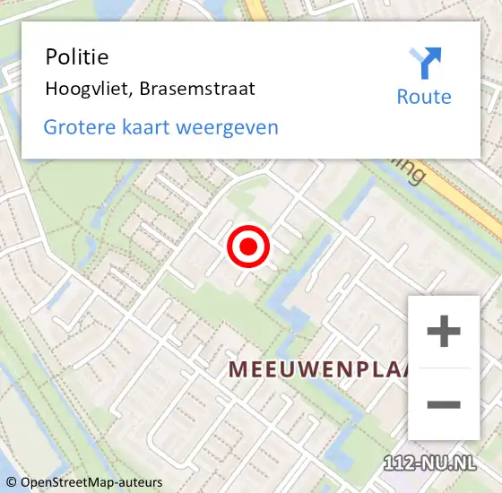 Locatie op kaart van de 112 melding: Politie Hoogvliet, Brasemstraat op 13 juli 2023 12:33