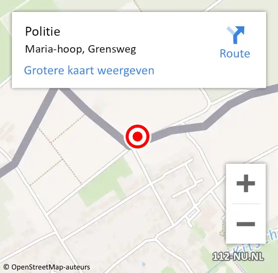 Locatie op kaart van de 112 melding: Politie Maria-hoop, Grensweg op 13 juli 2023 12:39