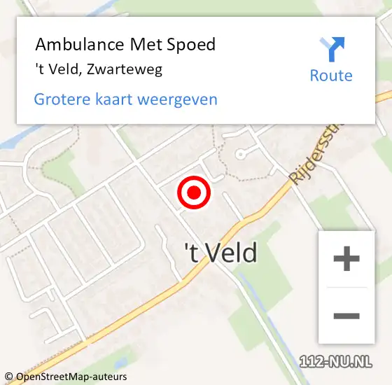 Locatie op kaart van de 112 melding: Ambulance Met Spoed Naar 't Veld, Zwarteweg op 13 juli 2023 12:41