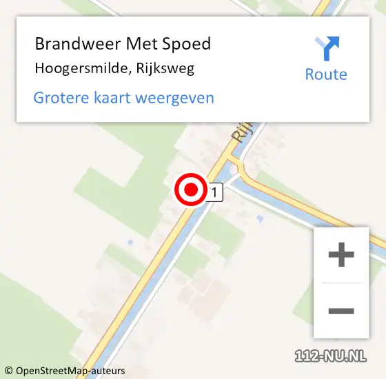 Locatie op kaart van de 112 melding: Brandweer Met Spoed Naar Hoogersmilde, Rijksweg op 13 juli 2023 13:05