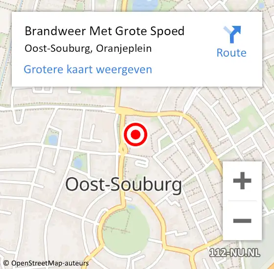 Locatie op kaart van de 112 melding: Brandweer Met Grote Spoed Naar Oost-Souburg, Oranjeplein op 13 juli 2023 13:05