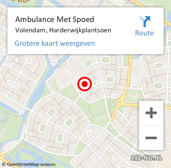 Locatie op kaart van de 112 melding: Ambulance Met Spoed Naar Volendam, Harderwijkplantsoen op 13 juli 2023 13:10