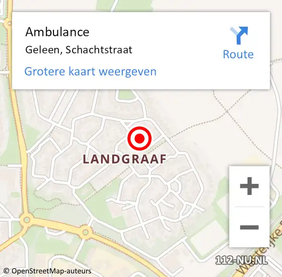 Locatie op kaart van de 112 melding: Ambulance Geleen, Schachtstraat op 1 september 2014 15:11