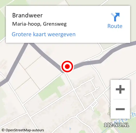Locatie op kaart van de 112 melding: Brandweer Maria-hoop, Grensweg op 13 juli 2023 13:38