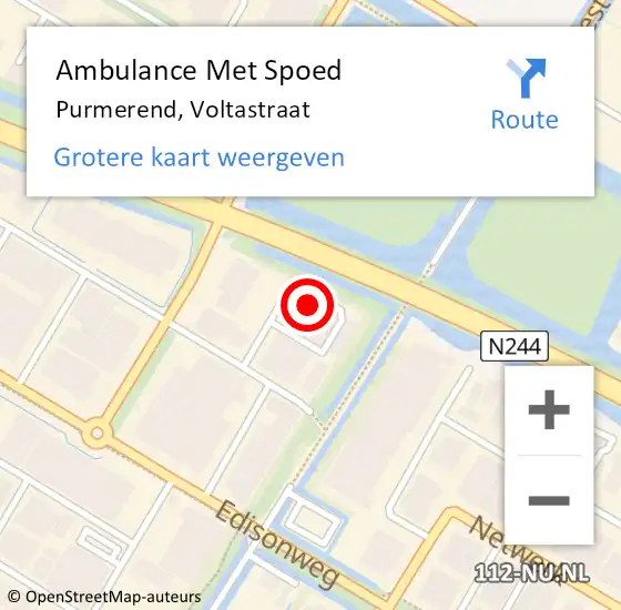 Locatie op kaart van de 112 melding: Ambulance Met Spoed Naar Purmerend, Voltastraat op 13 juli 2023 14:17