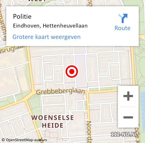 Locatie op kaart van de 112 melding: Politie Eindhoven, Hettenheuvellaan op 13 juli 2023 15:31