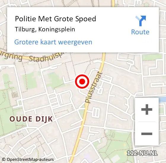 Locatie op kaart van de 112 melding: Politie Met Grote Spoed Naar Tilburg, Koningsplein op 13 juli 2023 15:51