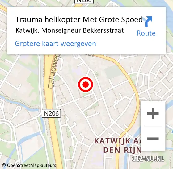 Locatie op kaart van de 112 melding: Trauma helikopter Met Grote Spoed Naar Katwijk, Monseigneur Bekkersstraat op 13 juli 2023 16:10