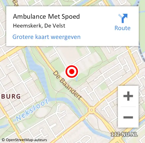 Locatie op kaart van de 112 melding: Ambulance Met Spoed Naar Heemskerk, De Velst op 13 juli 2023 16:11