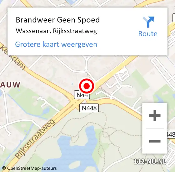 Locatie op kaart van de 112 melding: Brandweer Geen Spoed Naar Wassenaar, Rijksstraatweg op 13 juli 2023 16:12