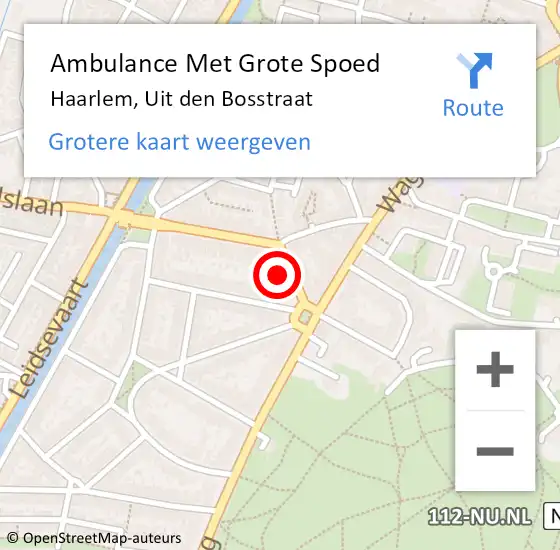 Locatie op kaart van de 112 melding: Ambulance Met Grote Spoed Naar Haarlem, Uit den Bosstraat op 13 juli 2023 16:38