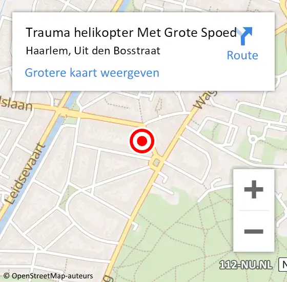 Locatie op kaart van de 112 melding: Trauma helikopter Met Grote Spoed Naar Haarlem, Uit den Bosstraat op 13 juli 2023 16:40