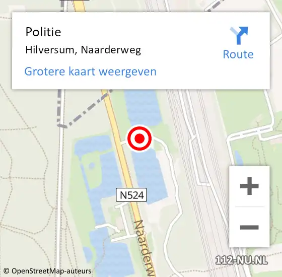 Locatie op kaart van de 112 melding: Politie Hilversum, Naarderweg op 13 juli 2023 16:46