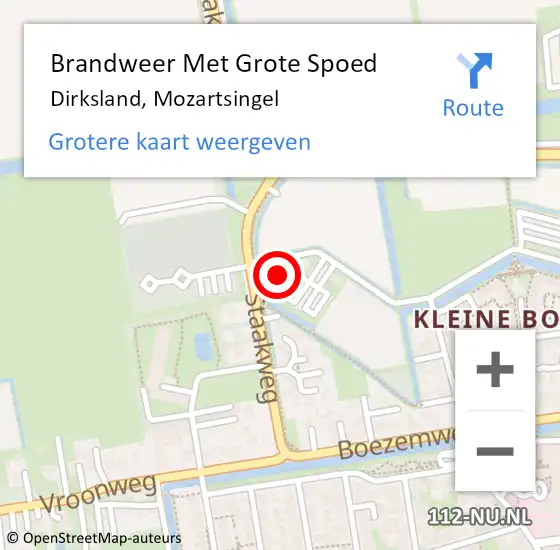 Locatie op kaart van de 112 melding: Brandweer Met Grote Spoed Naar Dirksland, Mozartsingel op 13 juli 2023 16:52