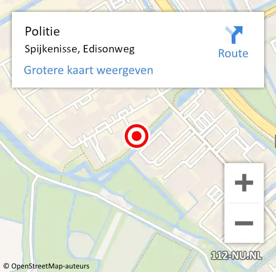 Locatie op kaart van de 112 melding: Politie Spijkenisse, Edisonweg op 13 juli 2023 17:45