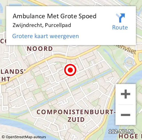 Locatie op kaart van de 112 melding: Ambulance Met Grote Spoed Naar Zwijndrecht, Purcellpad op 13 juli 2023 18:00