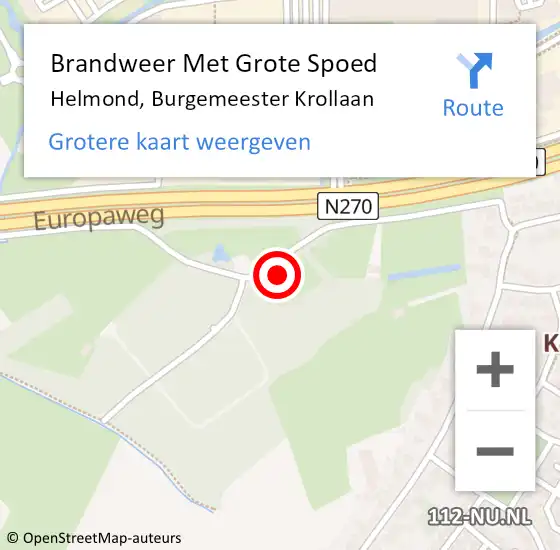 Locatie op kaart van de 112 melding: Brandweer Met Grote Spoed Naar Helmond, Burgemeester Krollaan op 13 juli 2023 18:04