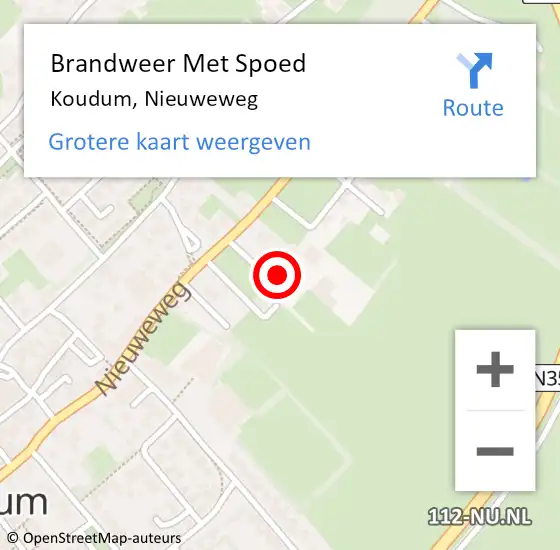 Locatie op kaart van de 112 melding: Brandweer Met Spoed Naar Koudum, Nieuweweg op 13 oktober 2013 11:20