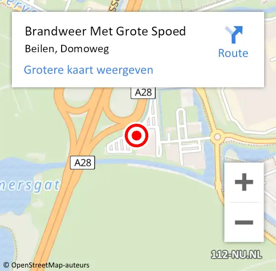 Locatie op kaart van de 112 melding: Brandweer Met Grote Spoed Naar Beilen, Domoweg op 13 juli 2023 19:01