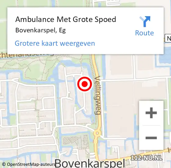 Locatie op kaart van de 112 melding: Ambulance Met Grote Spoed Naar Bovenkarspel, Eg op 13 juli 2023 19:05