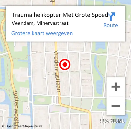 Locatie op kaart van de 112 melding: Trauma helikopter Met Grote Spoed Naar Veendam, Minervastraat op 13 juli 2023 19:19