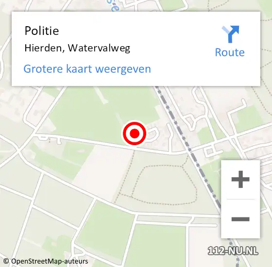 Locatie op kaart van de 112 melding: Politie Hierden, Watervalweg op 13 juli 2023 19:49
