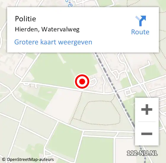 Locatie op kaart van de 112 melding: Politie Hierden, Watervalweg op 13 juli 2023 19:53