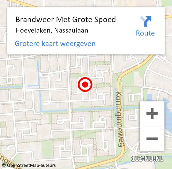 Locatie op kaart van de 112 melding: Brandweer Met Grote Spoed Naar Hoevelaken, Nassaulaan op 13 juli 2023 20:06