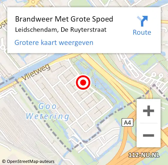 Locatie op kaart van de 112 melding: Brandweer Met Grote Spoed Naar Leidschendam, De Ruyterstraat op 13 juli 2023 20:35