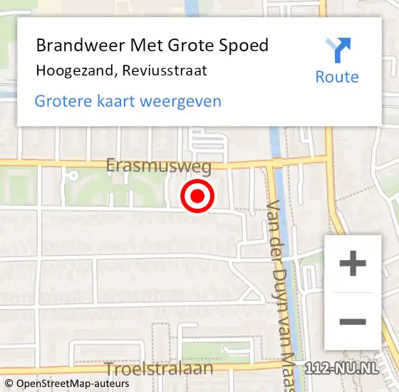 Locatie op kaart van de 112 melding: Brandweer Met Grote Spoed Naar Hoogezand, Reviusstraat op 13 juli 2023 21:16
