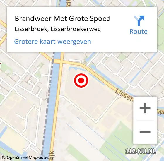 Locatie op kaart van de 112 melding: Brandweer Met Grote Spoed Naar Lisserbroek, Lisserbroekerweg op 13 juli 2023 22:04