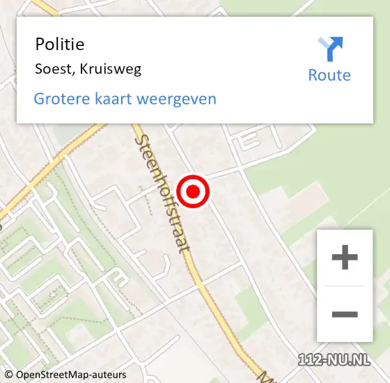 Locatie op kaart van de 112 melding: Politie Soest, Kruisweg op 13 juli 2023 22:23