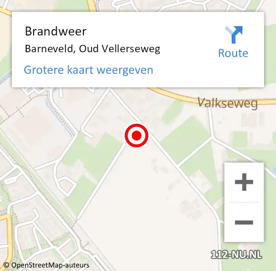 Locatie op kaart van de 112 melding: Brandweer Barneveld, Oud Vellerseweg op 13 juli 2023 22:57