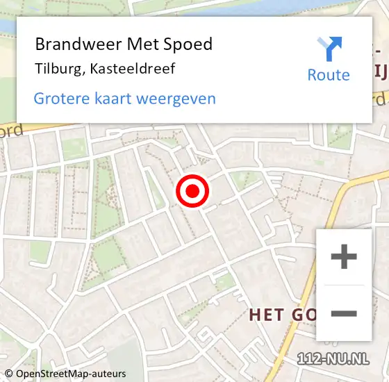 Locatie op kaart van de 112 melding: Brandweer Met Spoed Naar Tilburg, Kasteeldreef op 13 juli 2023 23:17