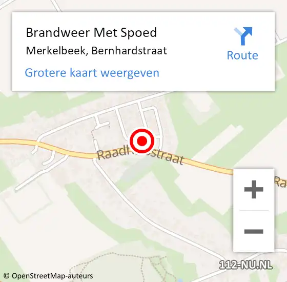 Locatie op kaart van de 112 melding: Brandweer Met Spoed Naar Merkelbeek, Bernhardstraat op 13 juli 2023 23:47