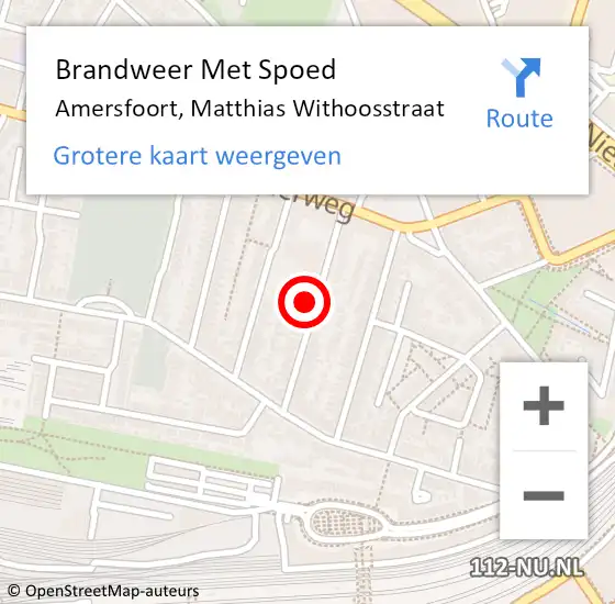 Locatie op kaart van de 112 melding: Brandweer Met Spoed Naar Amersfoort, Matthias Withoosstraat op 14 juli 2023 00:00