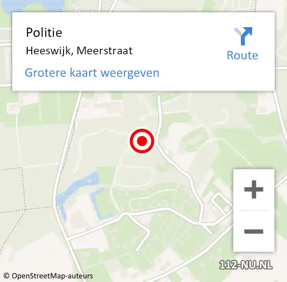 Locatie op kaart van de 112 melding: Politie Heeswijk, Meerstraat op 14 juli 2023 00:26