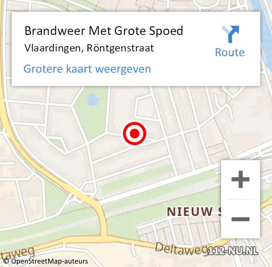 Locatie op kaart van de 112 melding: Brandweer Met Grote Spoed Naar Vlaardingen, Röntgenstraat op 14 juli 2023 01:24