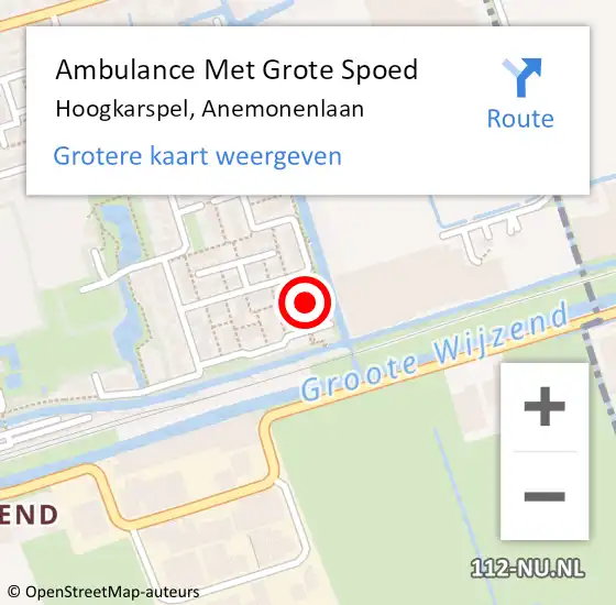 Locatie op kaart van de 112 melding: Ambulance Met Grote Spoed Naar Hoogkarspel, Anemonenlaan op 14 juli 2023 01:27