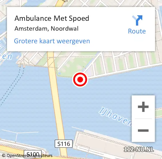 Locatie op kaart van de 112 melding: Ambulance Met Spoed Naar Amsterdam, Noordwal op 14 juli 2023 01:49