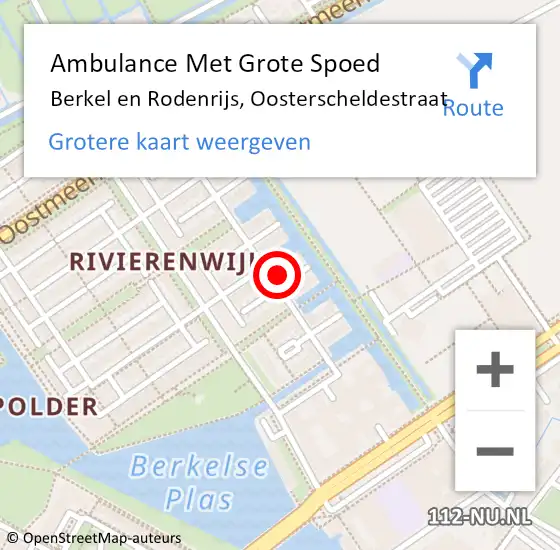 Locatie op kaart van de 112 melding: Ambulance Met Grote Spoed Naar Berkel en Rodenrijs, Oosterscheldestraat op 14 juli 2023 01:53