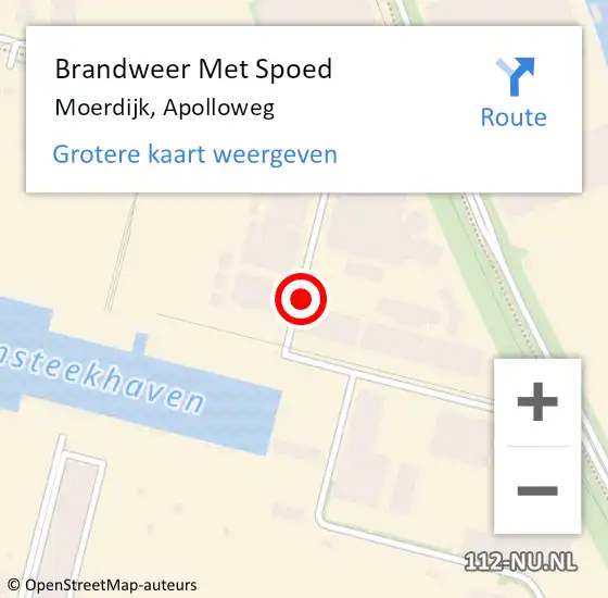 Locatie op kaart van de 112 melding: Brandweer Met Spoed Naar Moerdijk, Apolloweg op 14 juli 2023 03:13