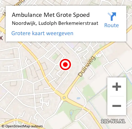 Locatie op kaart van de 112 melding: Ambulance Met Grote Spoed Naar Noordwijk, Ludolph Berkemeierstraat op 14 juli 2023 03:15