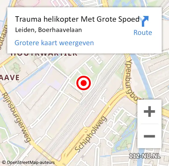 Locatie op kaart van de 112 melding: Trauma helikopter Met Grote Spoed Naar Leiden, Boerhaavelaan op 14 juli 2023 03:38