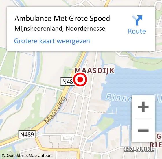 Locatie op kaart van de 112 melding: Ambulance Met Grote Spoed Naar Mijnsheerenland, Noordernesse op 14 juli 2023 04:59