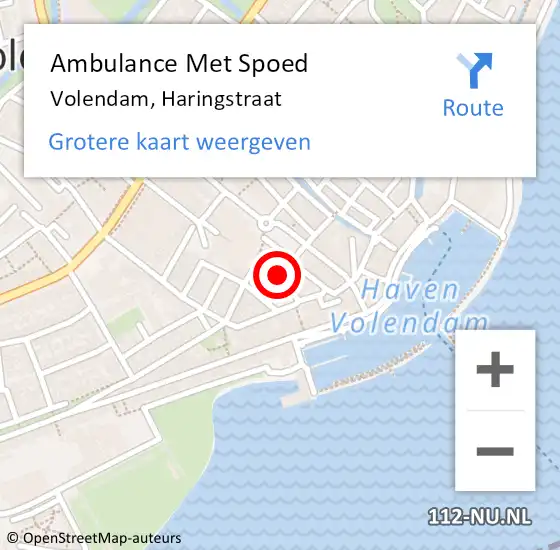 Locatie op kaart van de 112 melding: Ambulance Met Spoed Naar Volendam, Haringstraat op 14 juli 2023 05:14