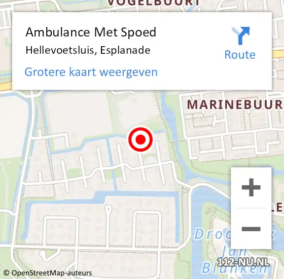 Locatie op kaart van de 112 melding: Ambulance Met Spoed Naar Hellevoetsluis, Esplanade op 14 juli 2023 05:29