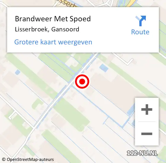 Locatie op kaart van de 112 melding: Brandweer Met Spoed Naar Lisserbroek, Gansoord op 14 juli 2023 06:24