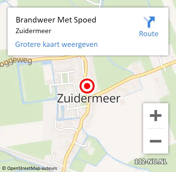 Locatie op kaart van de 112 melding: Brandweer Met Spoed Naar Zuidermeer op 1 september 2014 16:18