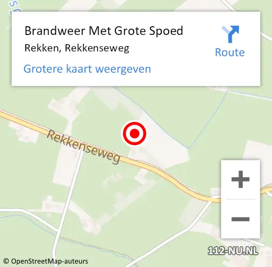 Locatie op kaart van de 112 melding: Brandweer Met Grote Spoed Naar Rekken, Rekkenseweg op 14 juli 2023 07:27